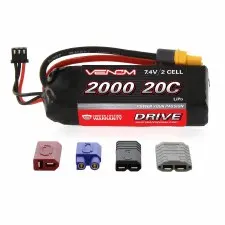 Venom 7.4V 2000mah 2S 20C Lipo Battery with Universal Connector