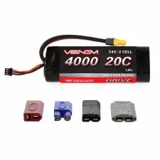 Venom 7.4V 4000mah 2S 20C "Rounded Case" Lipo Battery with Universal Connector